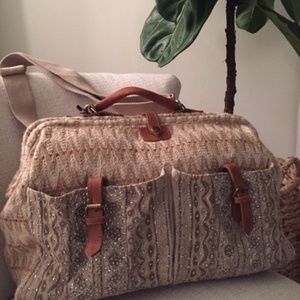 Beaded Snap-Close Travel Tote Bag